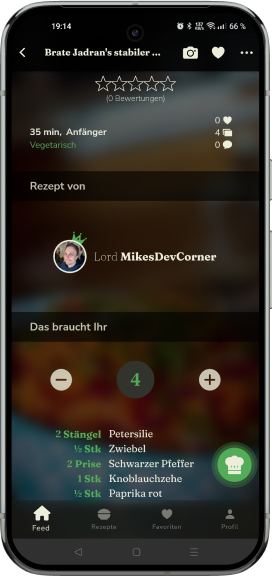 App-Ansicht: Zutatenliste
